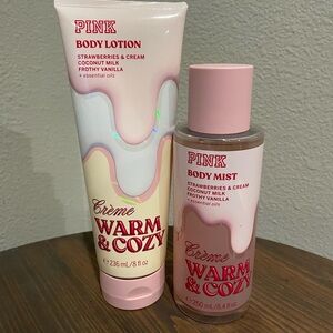 NEW PINK Victoria's Secret Crème Warm & Cozy Body Lotion and Mist